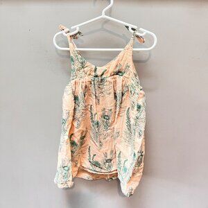 Kate Quinn 3T Organic Cotton Floral Print Girls Dress‎ Peach & Green